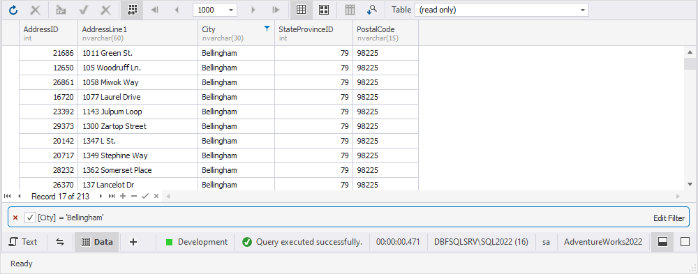 Edit Filter window