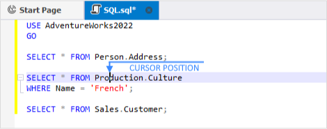 Execute to cursor example
