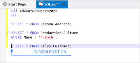 Execute to cursor example