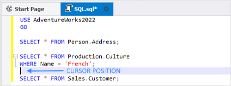 Execute to cursor example