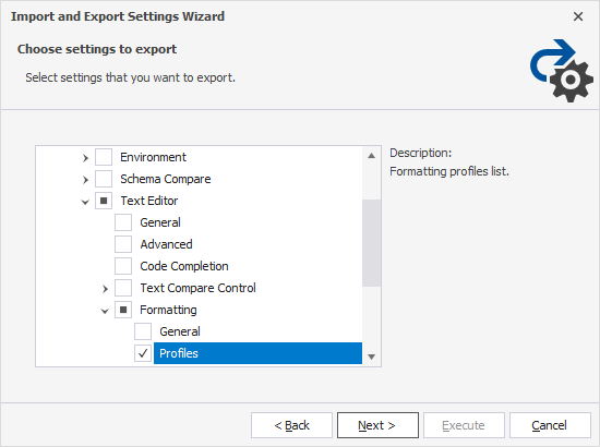 Import and Export Settings Wizard - Profiles