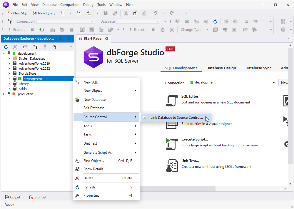 Link Database to Source Control