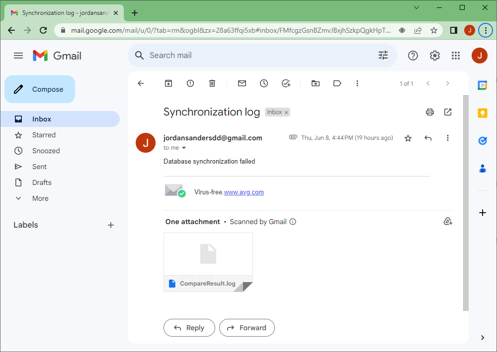 Log file sent