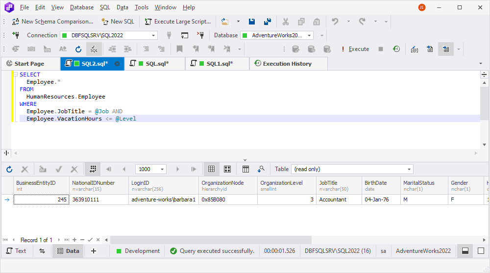 Output window