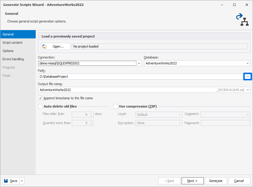 Path for the file