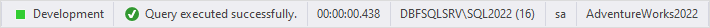 Status Bar Query Executed