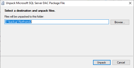 Unpack Microsoft SQL Server DAC Package File