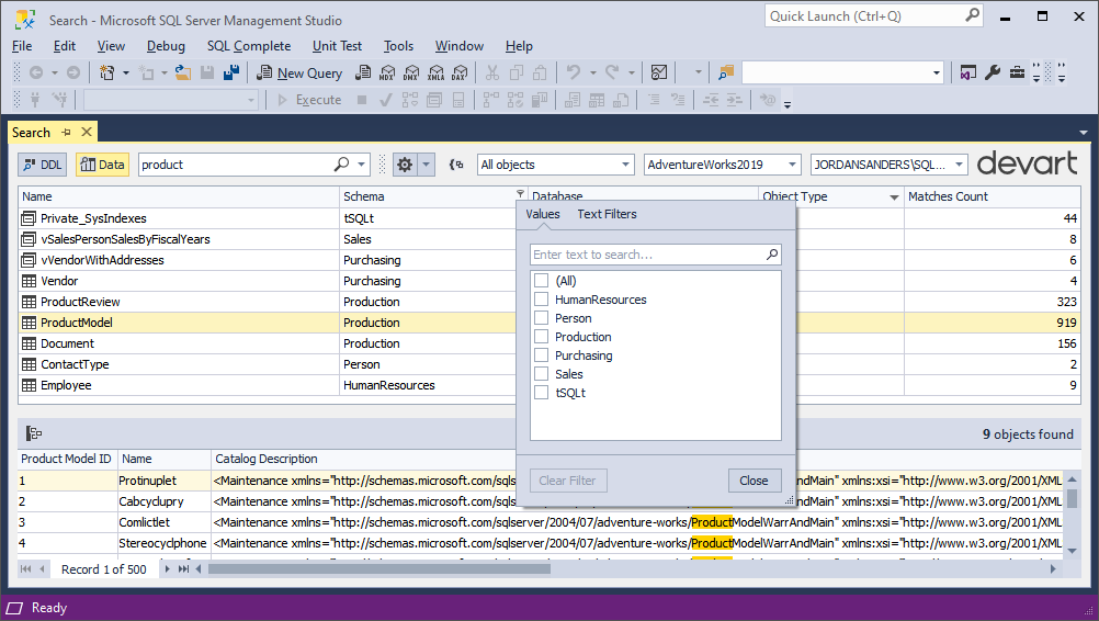 Values tab