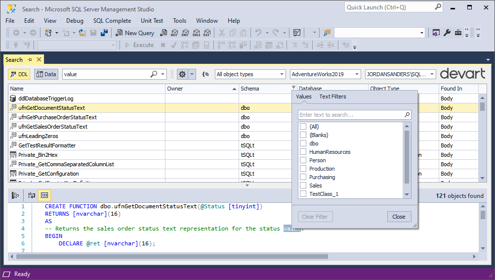 Values tab