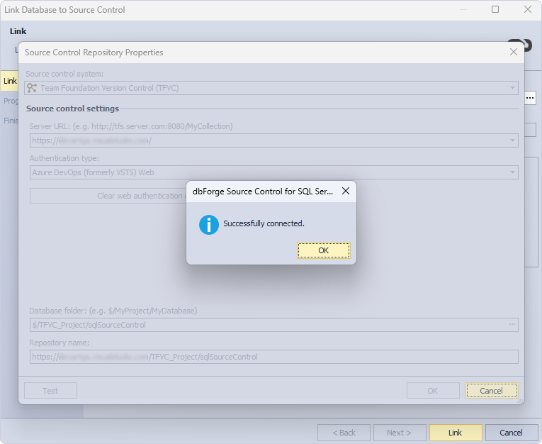 Database successfully linked
