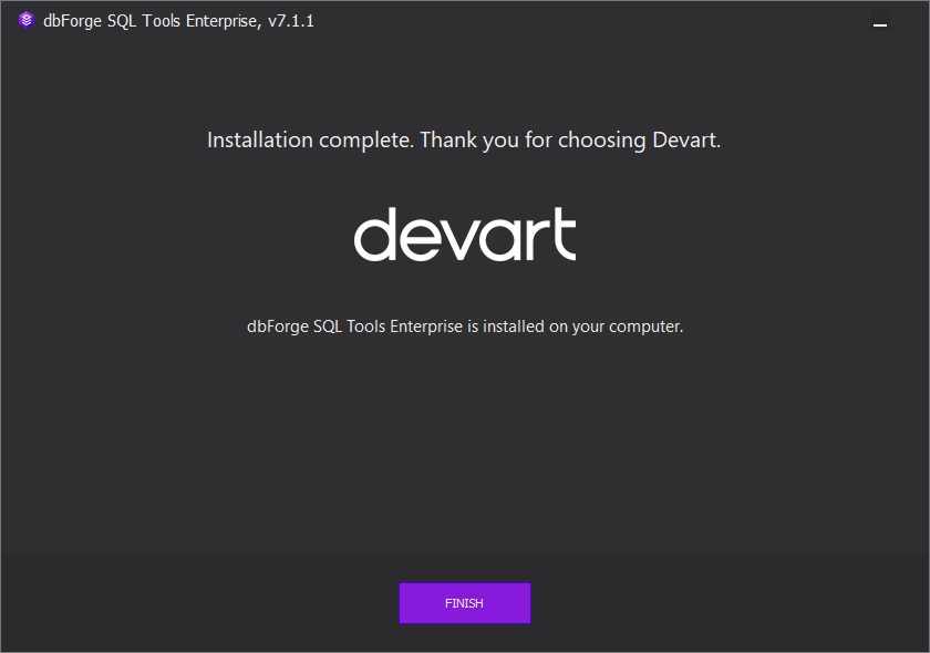 Install dbForge SQL Tools - Final page