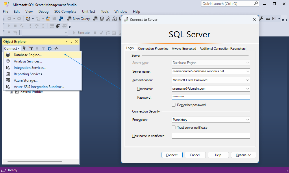 Connect with Microsoft Entra Password
