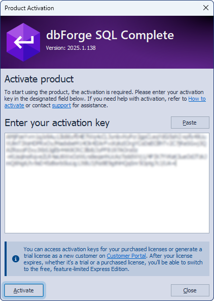The Product Activation dialog