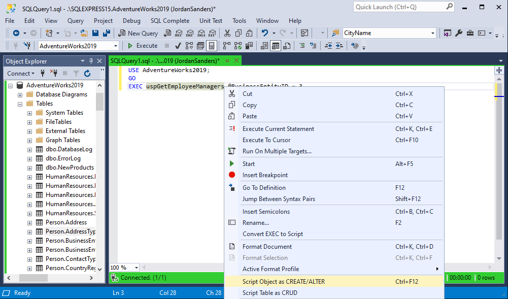 Scripting an object as ALTER