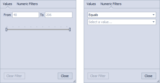 SQL Query History column filters