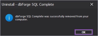 dbForge SQL Complete was uninstalled
