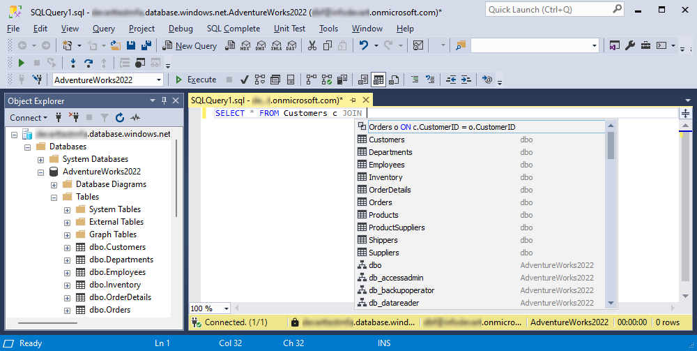 Connect with Microsoft Entra MFA - code completion feature