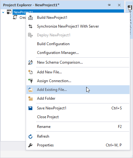 Add an existing file in the project