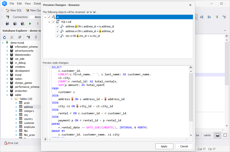 Alias refactoring