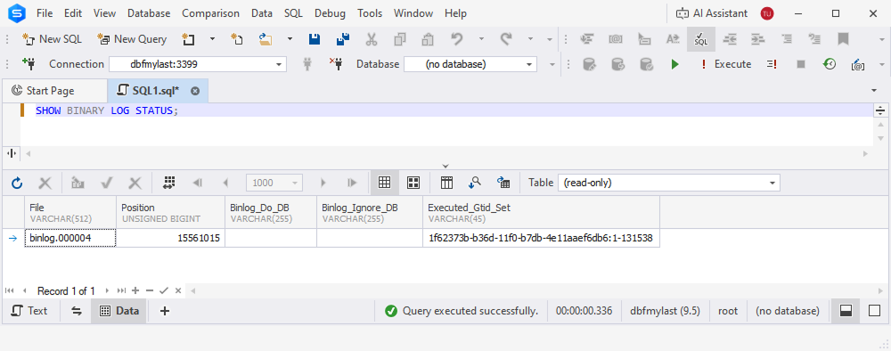 Support for SHOW BINARY LOG STATUS