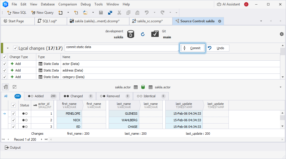 Commit static data to the repository