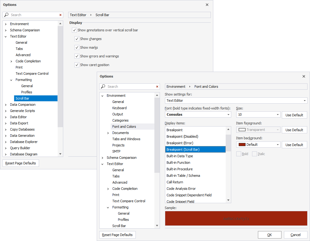 Configure scroll bar annotations