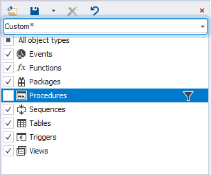 Select a filter from the Filter box