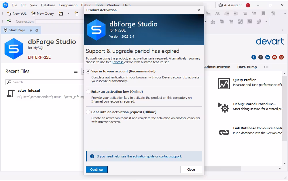 Product activation via sign-in