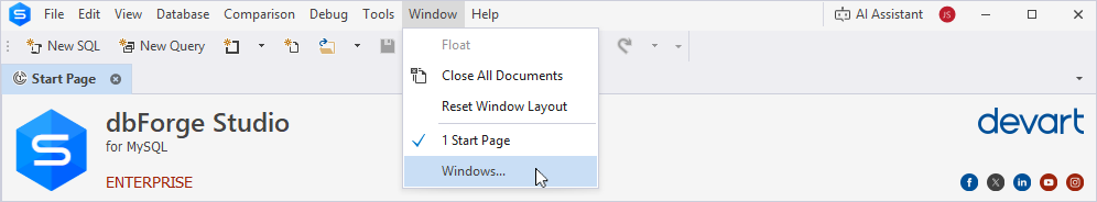 Open the Windows dialog