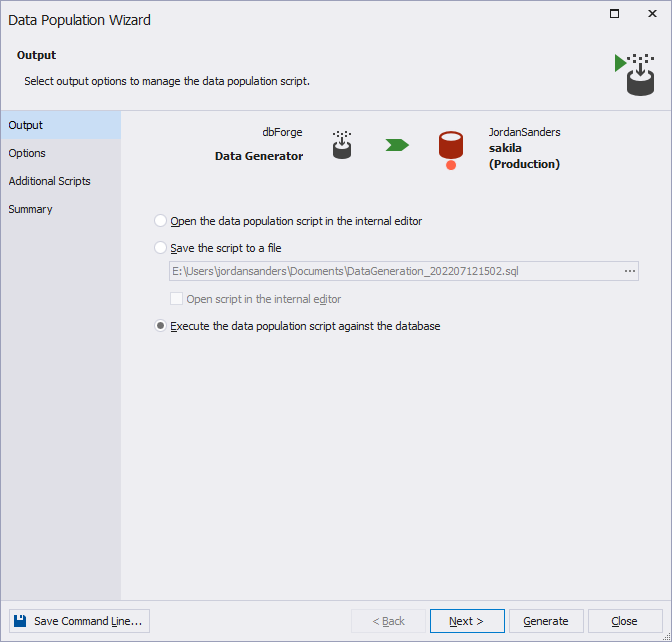 Data Population Wizard