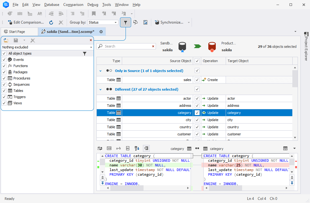 Open the Object Filter pane