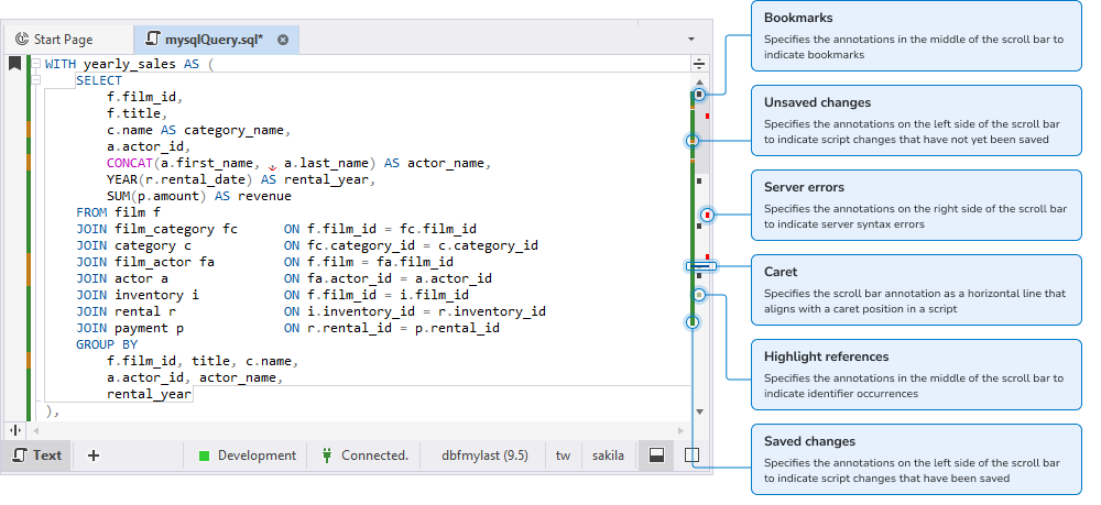 Example: Navigate across scroll bar annotations