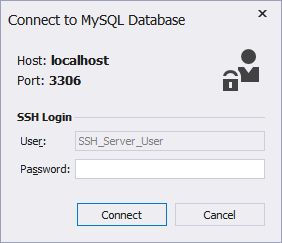 Connect to MySQL Database dialog