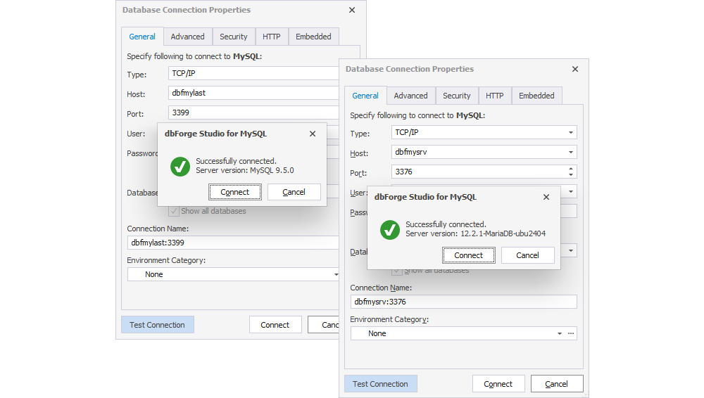 Support for MySQL 9.5 and MariaDB 12.2