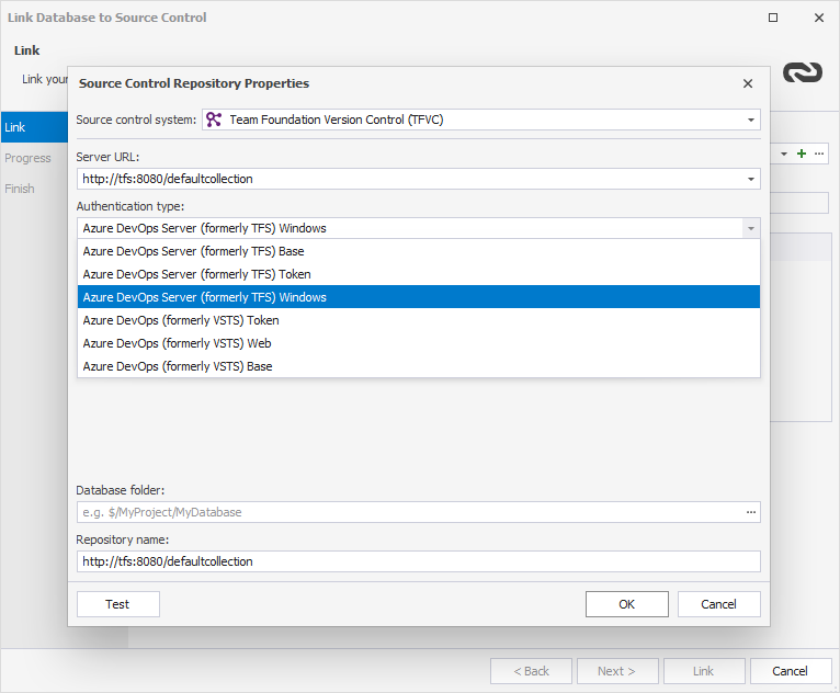 Link DB to TFVC