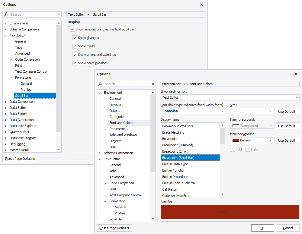Configure scroll bar annotations