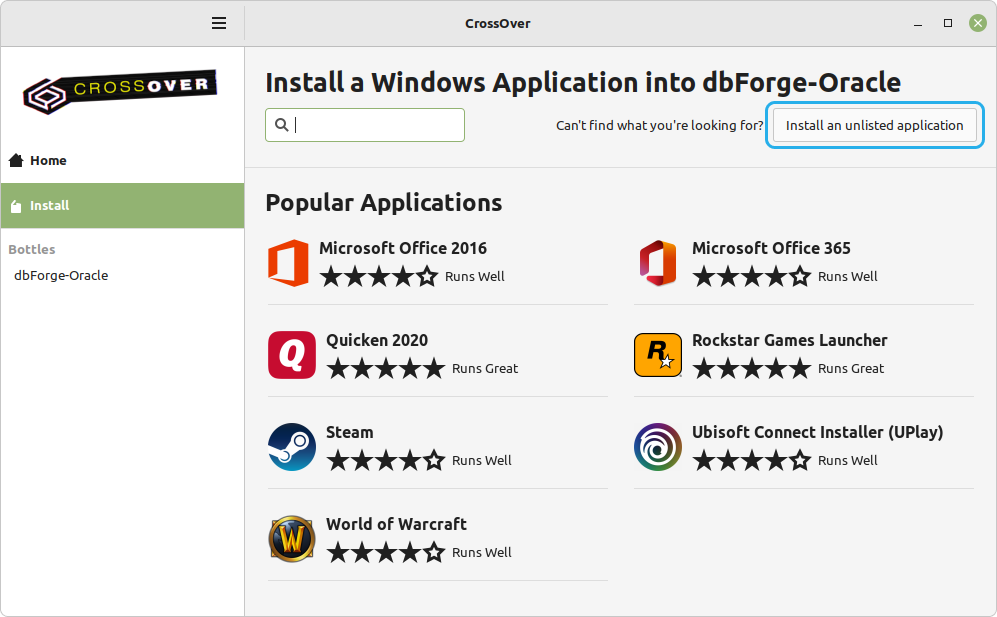 Install an unlisted application