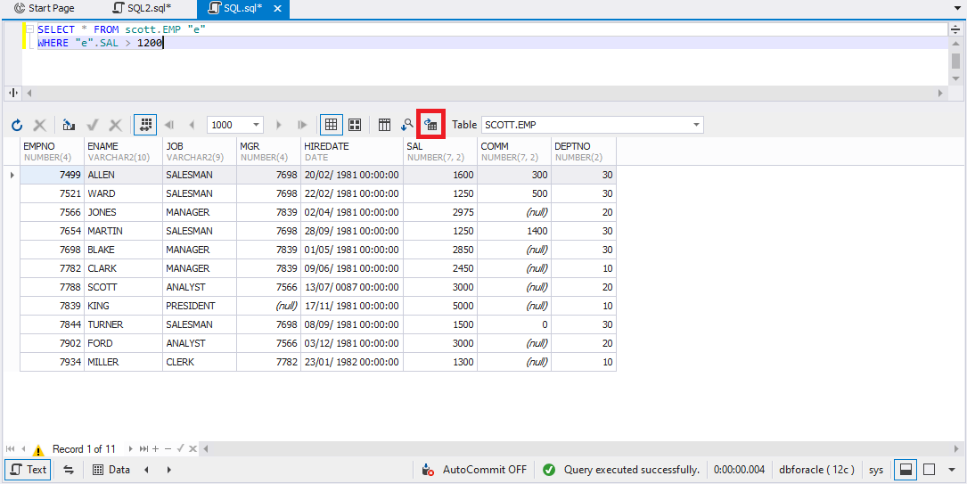 Filter data in the SELECT statement using the WHERE condition