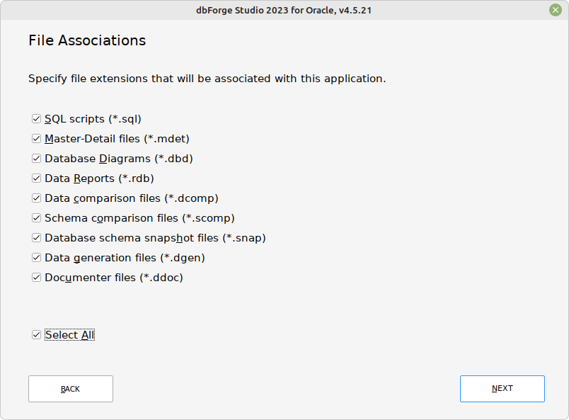 File Associations page