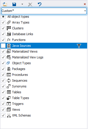 Select a filter from the Filter box