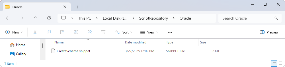 The local folder displays all created code snippets