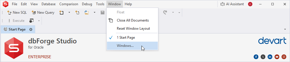 Open the Windows dialog