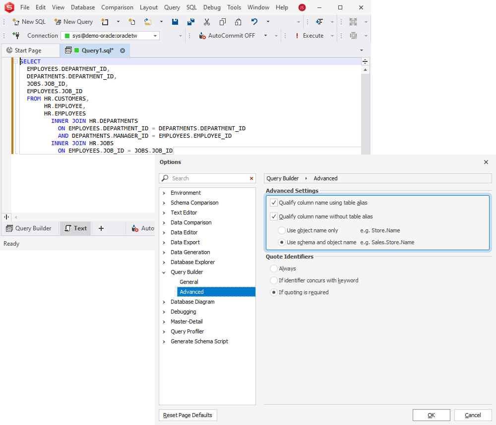 Updated qualification options in Query Builder