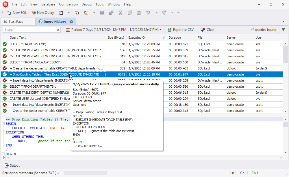 Query History