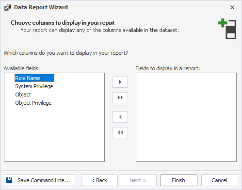 Select the columns to display in the report