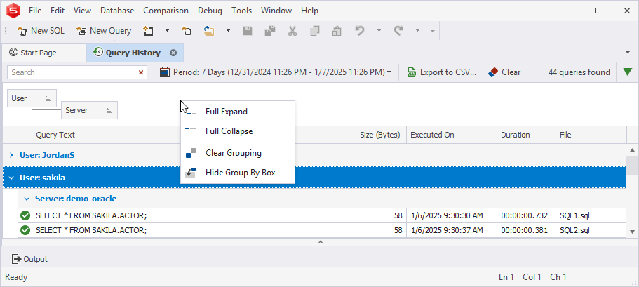 Group By this Column - Shortcut menu