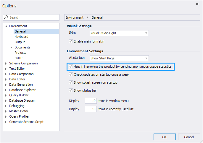 Disable telemetry