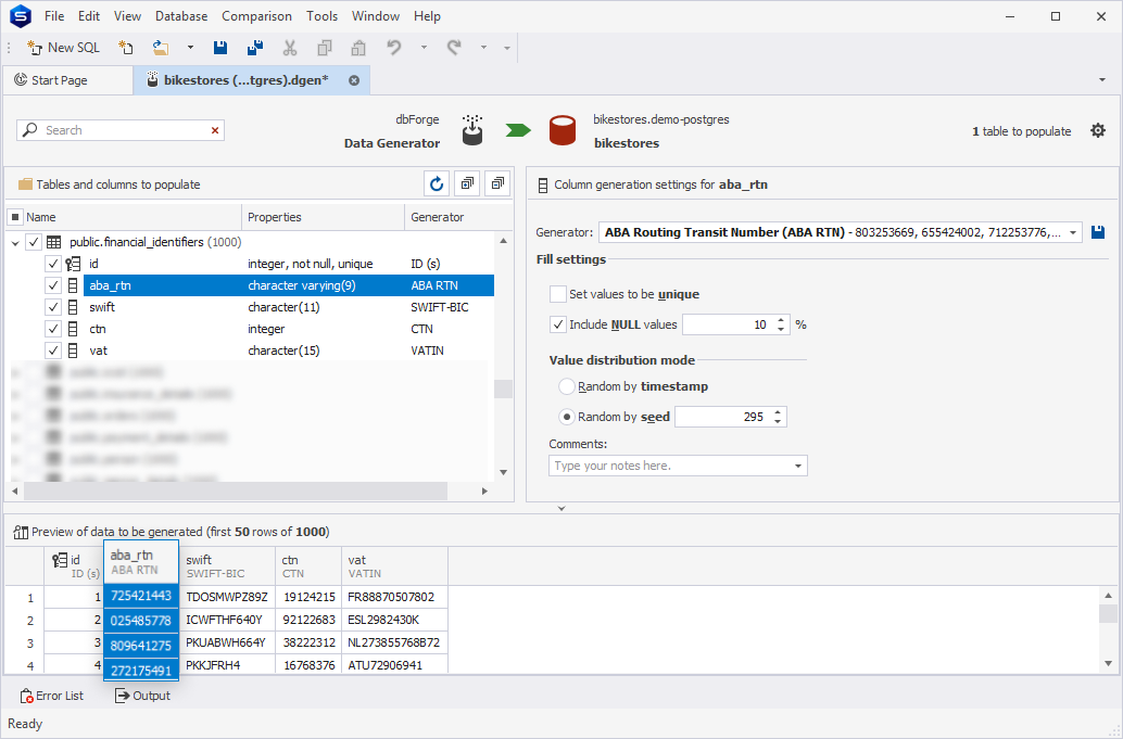 ABA Routing Transit Number (ABA RTN) generator