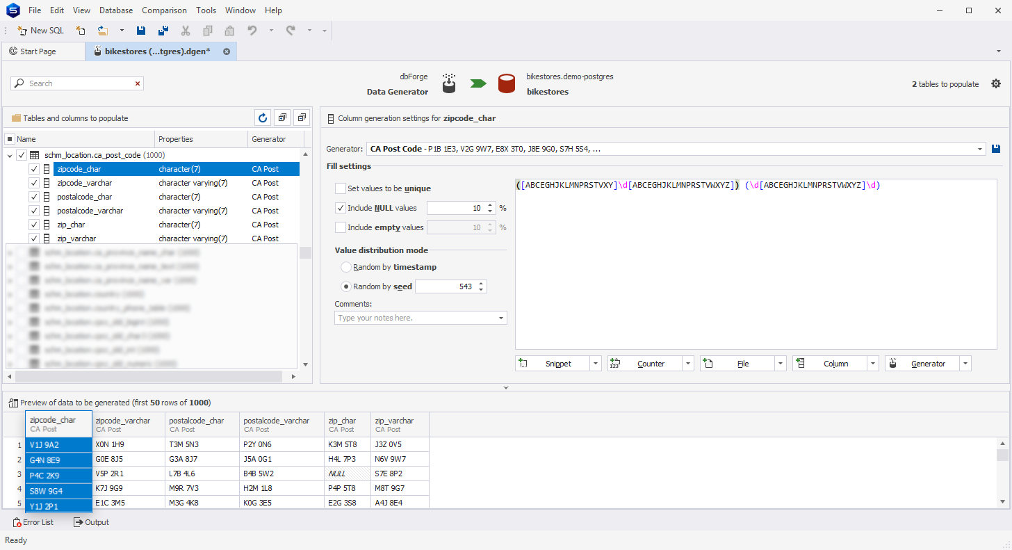 CA Post Code generator