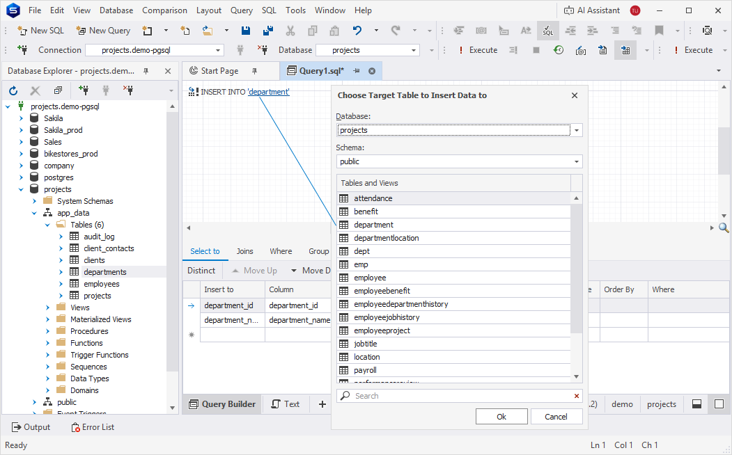 INSERT RESULTS query